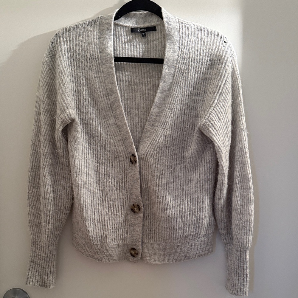 Quince Light Gray Cardigan